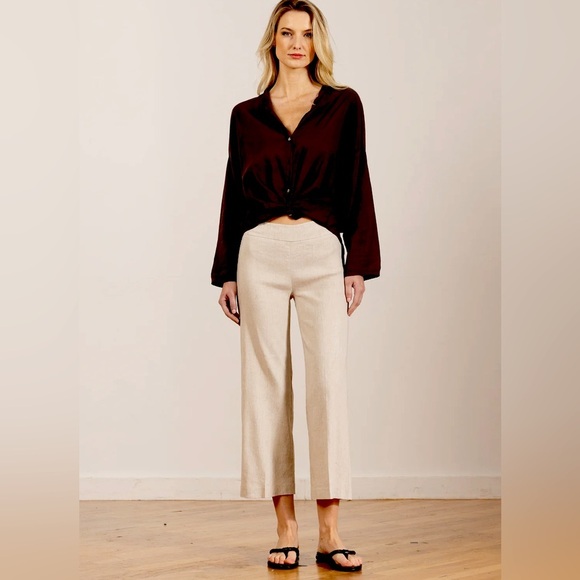 Avenue Montaigne- Alex Cropped Cotton Blend Relqxed Pants - Picture 1 of 11